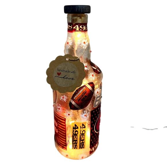 SAN FRANCISCO 49ERS  Glass Bottle w/Lights Unique Gift Idea - Picture 5 of 9
